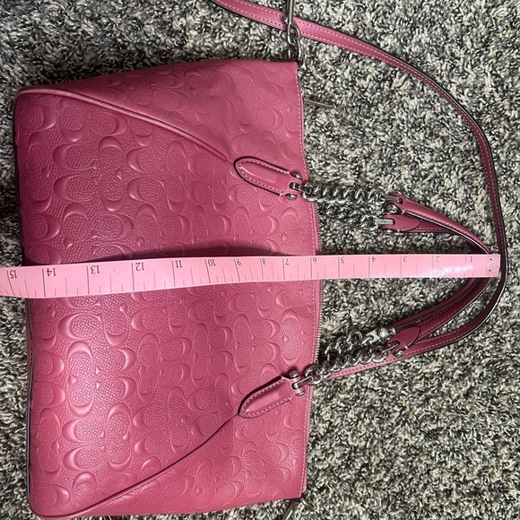 Coach fushia embossed satchel - Picture 6 of 8